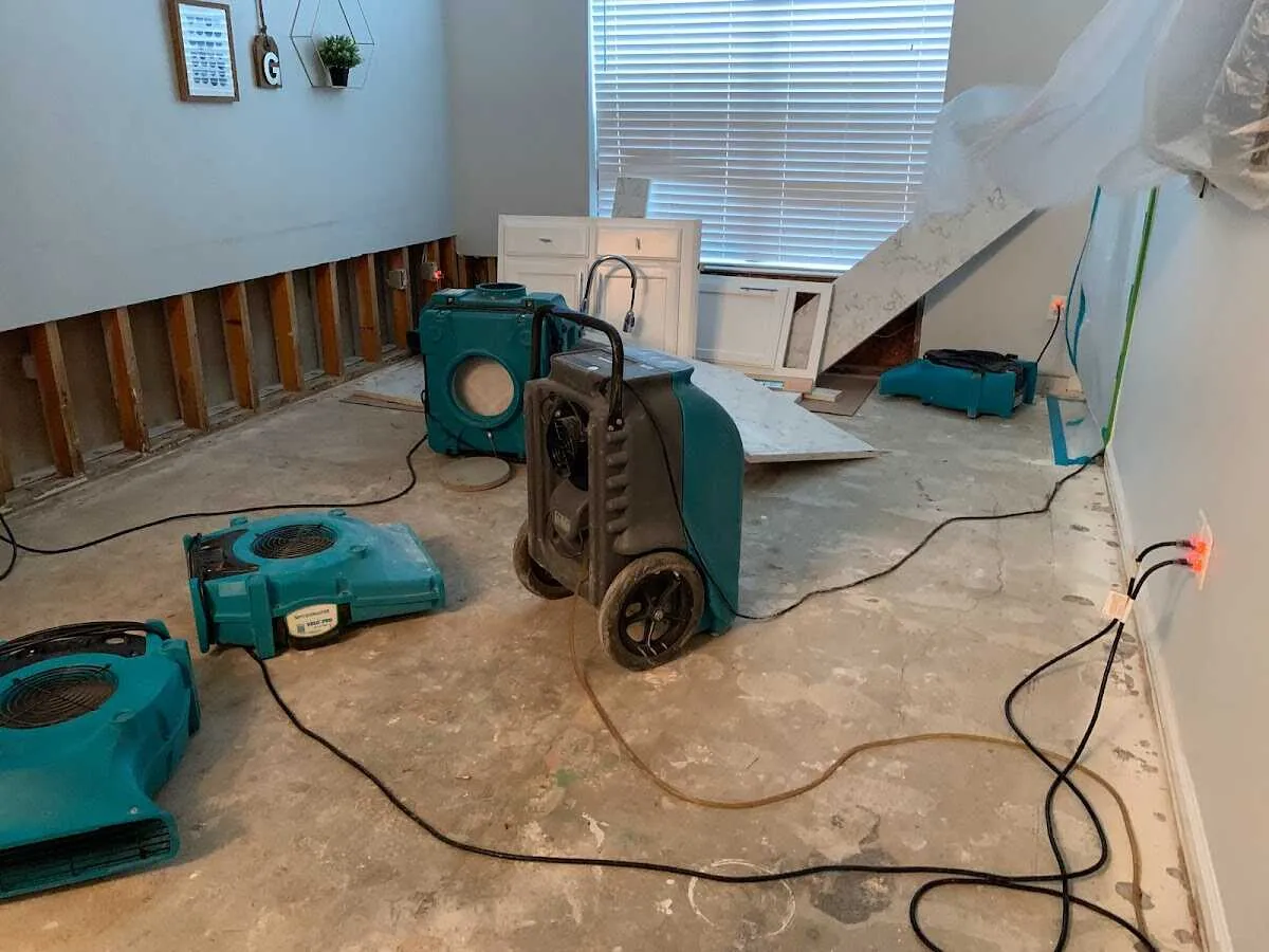 Dehumidifier in flood-cut room for Water Damage Restoration in South Berwick